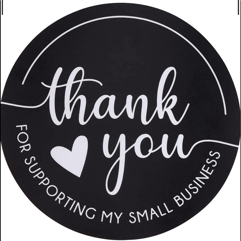 🖤50 Black and white 2 inch Thank you stickers - Picture 2 of 5